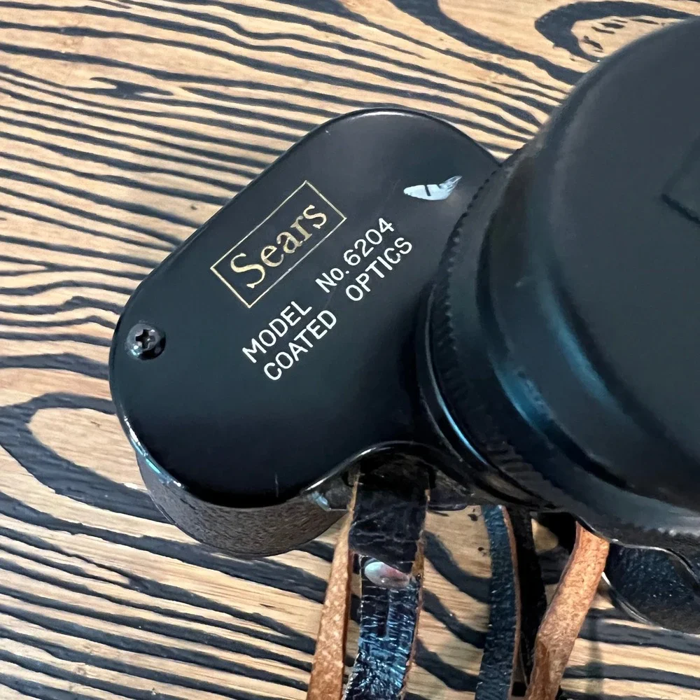 Sears 7x50mm Binoculars Model 6204 Coated Optics Black Vintage with Strap